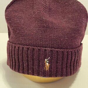 Polo Ralph Lauren Burgundy Beanie - 100% Merino Wool